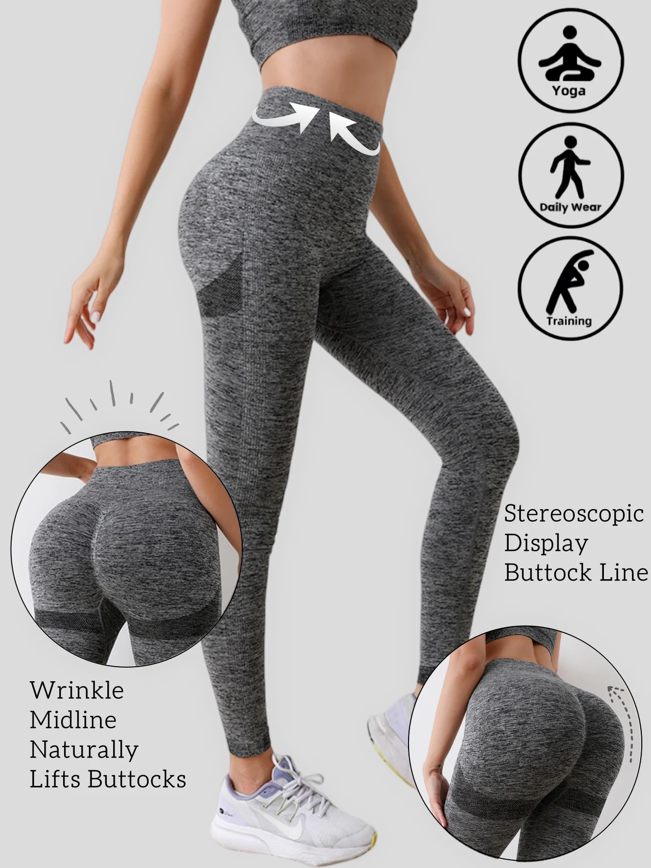Women'S Sports Yoga Pants Fitness Hip Lifting High Waisted Pants Abdominal Compression Tight Fitting Breathable Sports Fitness