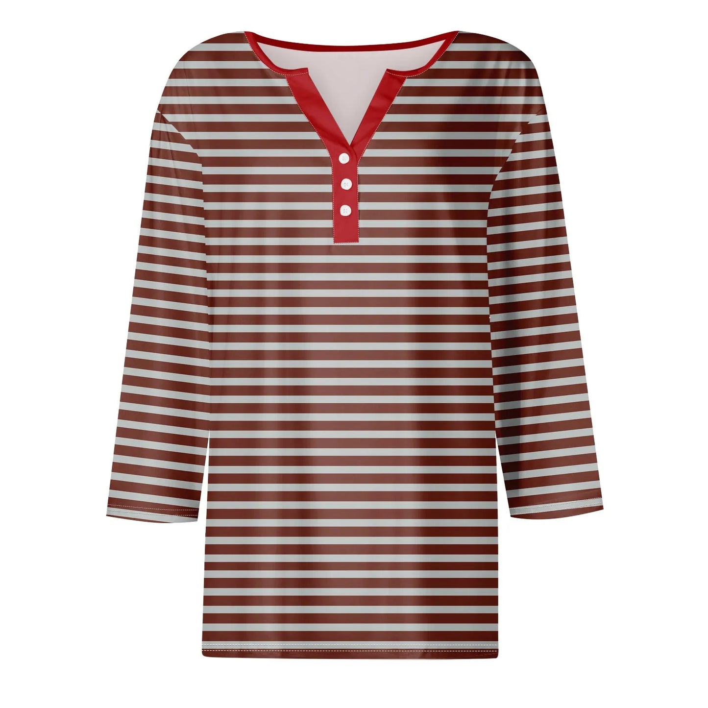 Tops For Women Women'S T Shirt Tee Print Button 3/4 Sleeve Daily Weekend Fashion Basic V Neck Regular Top Ropa De Mujer New