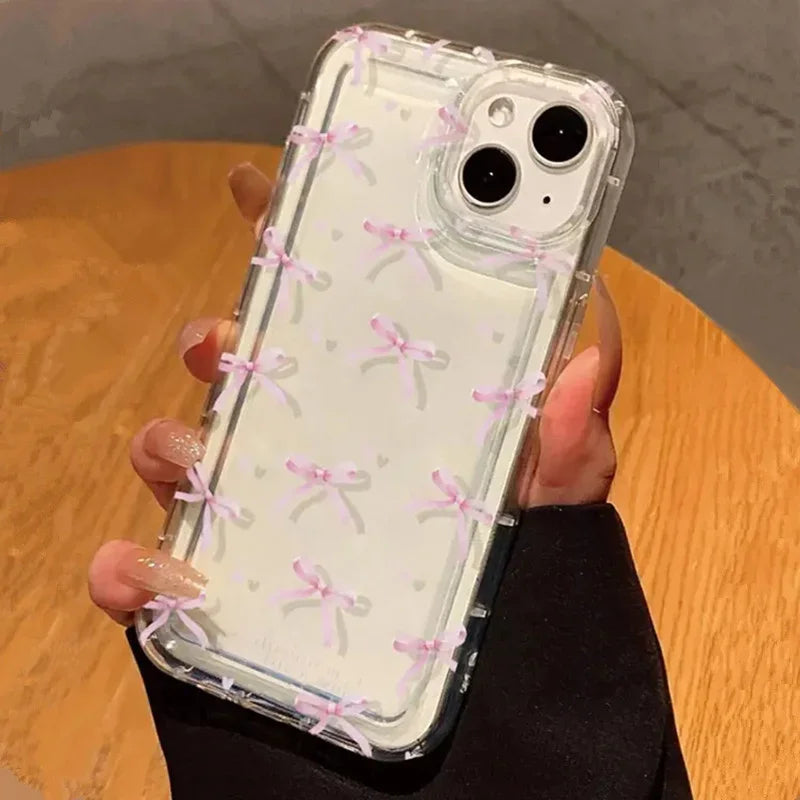 Pink Hear Bow Phone Case for Xiaomi Redmi Note 13 Pro Plus 5G 12 4G 11 10 Pro 9 11S 10S 9S  12C 13C Airbag Anti-fall TPU Cover