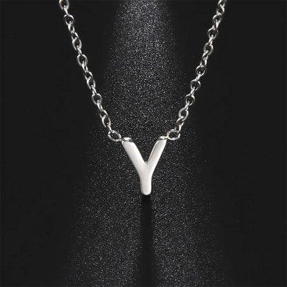 Initial A-Z Letter Necklaces for Women Elegant Chains Choker 26 Alphabet Pendant Necklace Stainless Steel Jewelry collier femme