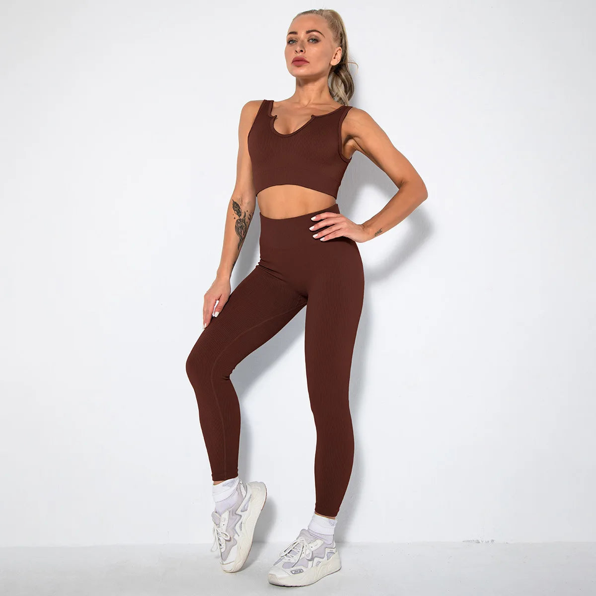 Ribbed Yoga Leggings Women Sports Pants Tights Seamless Sport Femme Gym Leggins Workout Fitness Pants Athletic Wear