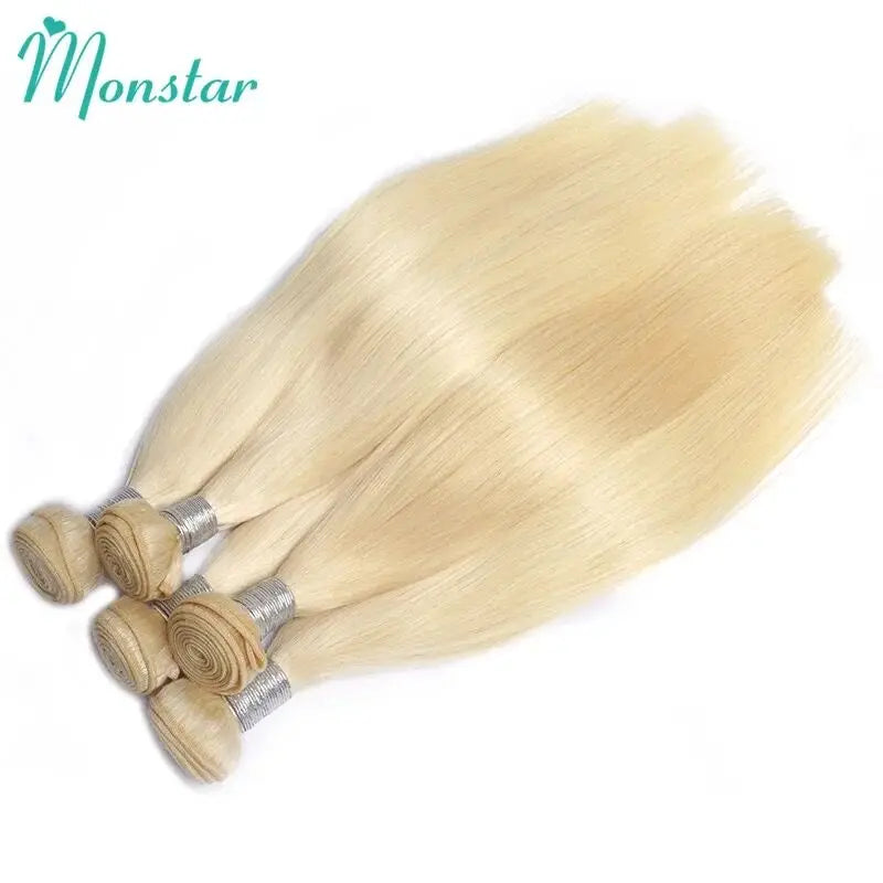 613 Blonde Colored Straight Human Hair Bundles 1 Pcs Double Drawn Raw Vietnamese Hair Bundles Weave Weft 22 24 26 28 30 32 Inch