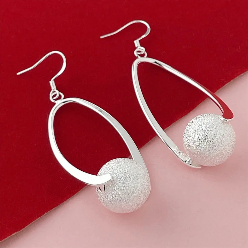 925 Sterling Silver Fashion Beaded Earrings Suitable for Women to Wear on Important Occasions