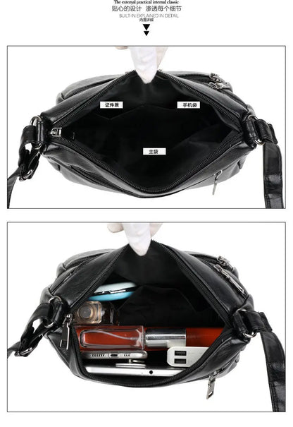 Women Mother Bag Middle-aged Elderly Shoulder Messenger Crossbody Bag Purses Handbags Bolsa 3 Zippers Luxury Design