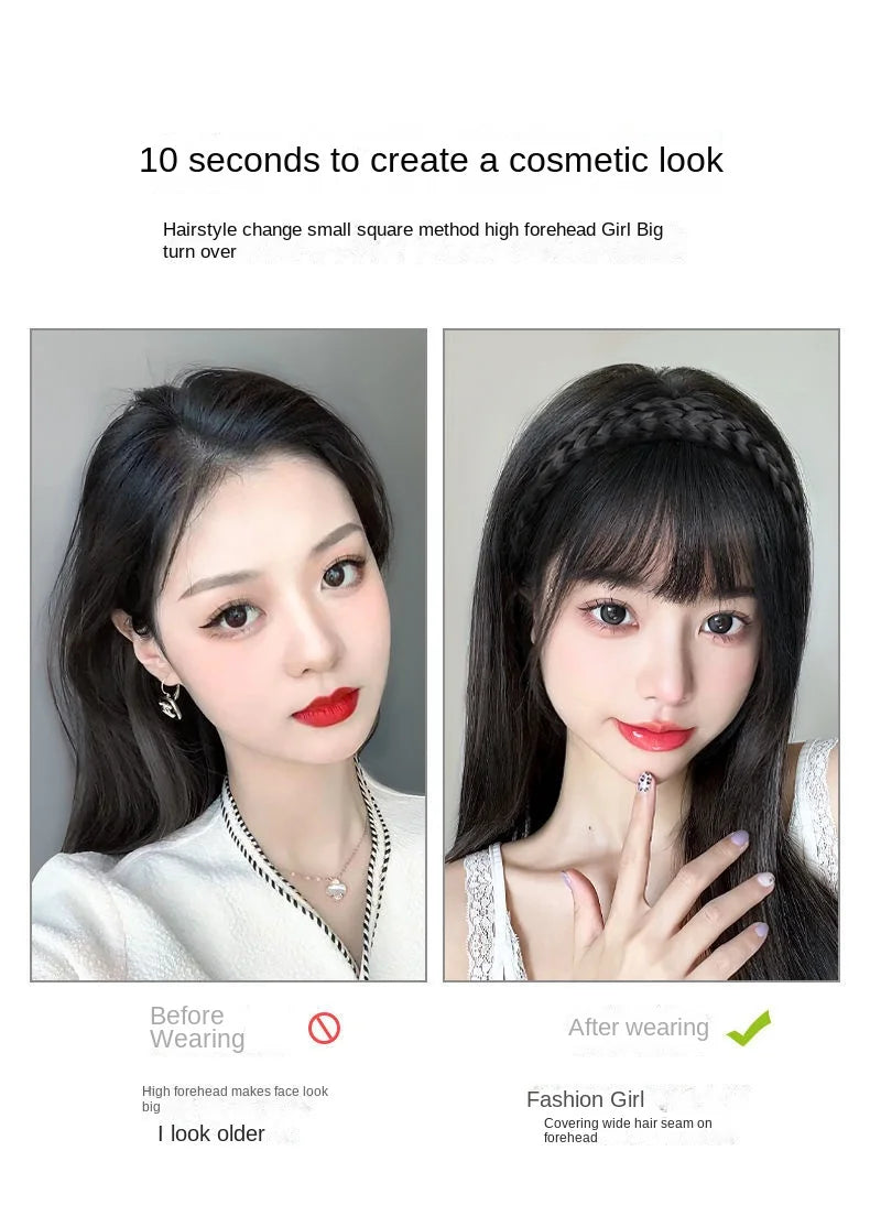 Wig Bangs Headband Synthetic Bangs Hair Extension Fake Fringe Natural Hair Clip on Hairpieces for Women Invisible Natural Clip