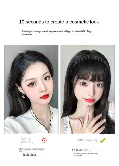 Wig Bangs Headband Synthetic Bangs Hair Extension Fake Fringe Natural Hair Clip on Hairpieces for Women Invisible Natural Clip