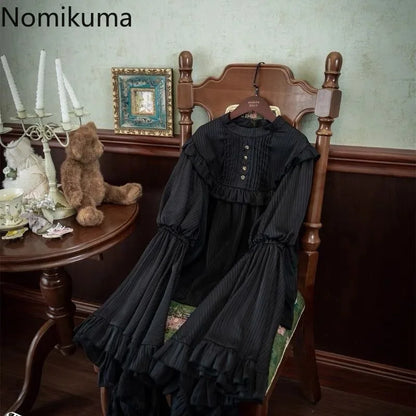 Japanese Skirts for Women 2025 Faldas Mujer De Moda High Waist A-line Jupe Lolita Style Patchwork Lace Vintage Long Skirt 49C903