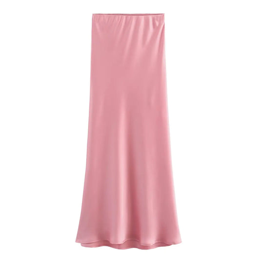 Satin Skirt Woman High Waist Elegant Long Skirts For Women Fashion Summer Midi Skirt Office Women's Skirts