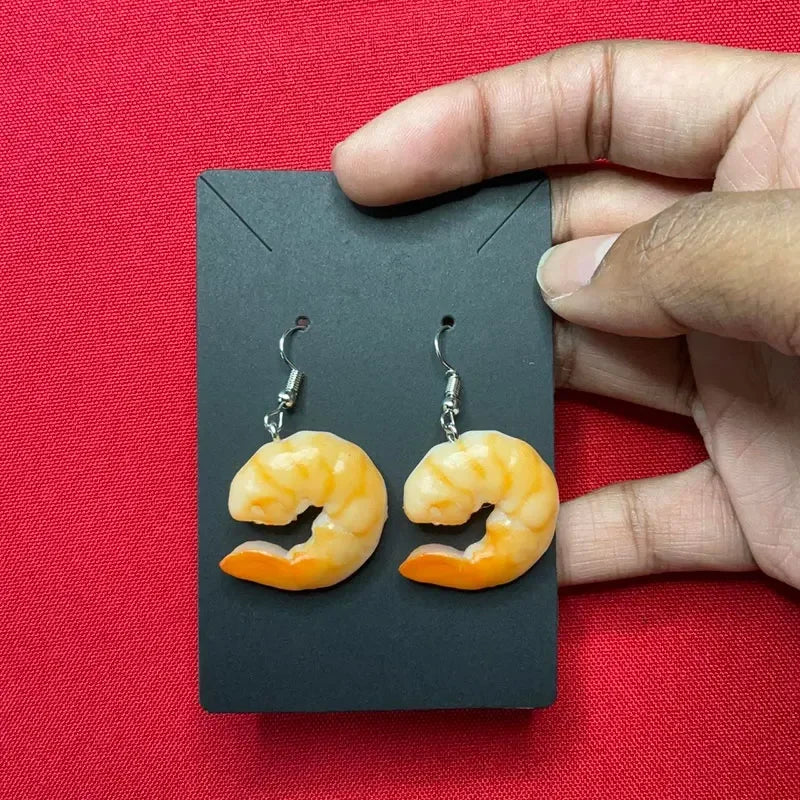 Realistic Shrimp Earrings Handmade Cute and Funny Earrings Food Earrings