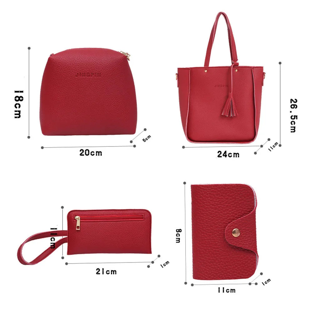 Women Four Set Handbag Shoulder Bags Four Pieces Tote Bag Crossbody Wallet Bags Women'S Handbag Sac à Mains Femme Bolsos Mujer