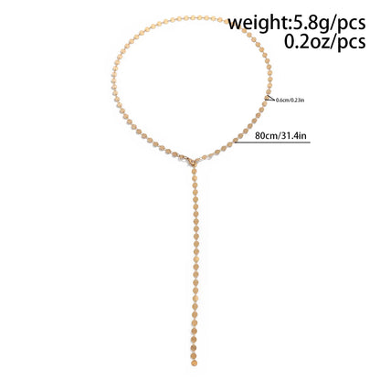 New Chic Long Round Necklaces for Women Teens Girls Sexy Y Necklace Collar Layered Metal Chain Personaliz Simply Jewelry