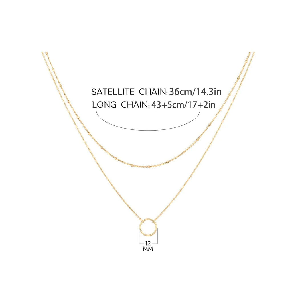 Stainless steel necklace for women Double necklace Vintage Bohemian round pendant necklace jewelry