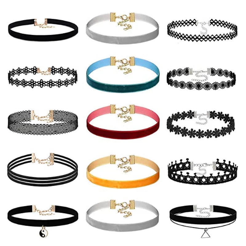 Lace Chokers Necklaces for Women Girls Ladies Vintage Flower Bead Circles Neck Jewelry Colourful Sexy Pink Black Fashion Velvet