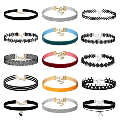 Lace Chokers Necklaces for Women Girls Ladies Vintage Flower Bead Circles Neck Jewelry Colourful Sexy Pink Black Fashion Velvet