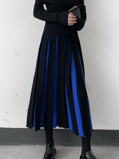 Long Skirts for Women Winter Knitted A-LINE Skirt Black White Luxury Elegant Women's Skirts Fashion 2025 High Waist Slim Skirts
