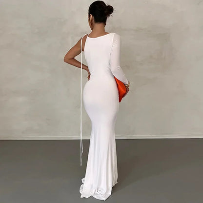 Maternity Dresses Fashionable and Sexy Pure Color One Shoulder Body con Maternity Dress for Photography and Parties
