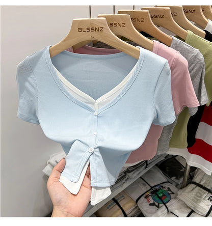 Summer Women T Shirt T-Shirt Woman Clothes Tops Tshirt Female Crop Top Tees Y2k Para Mujer Ropa De Mujer Roupas Feminina Traf