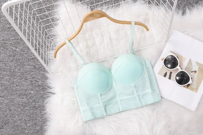 Top Women Bra Bandeau Corset Underwear Sexy Sleeveless with Chest Pad Ladies Y2K Lace Tank Tops Wrapped Vest Tube Top Cropped