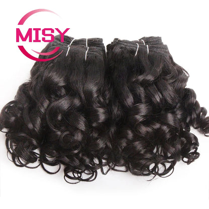 Curly Hair Bundles Brazilian Human Hair Weave 6 Bundles With Lace Closure Colored 1B/27/30/33/99J Short Hair Extension For Women