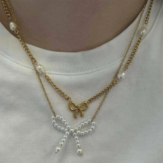 New Bow Necklace for Women's Light Luxury Instagram, Small and Versatile Best Friend Collar Chain with Color Protection