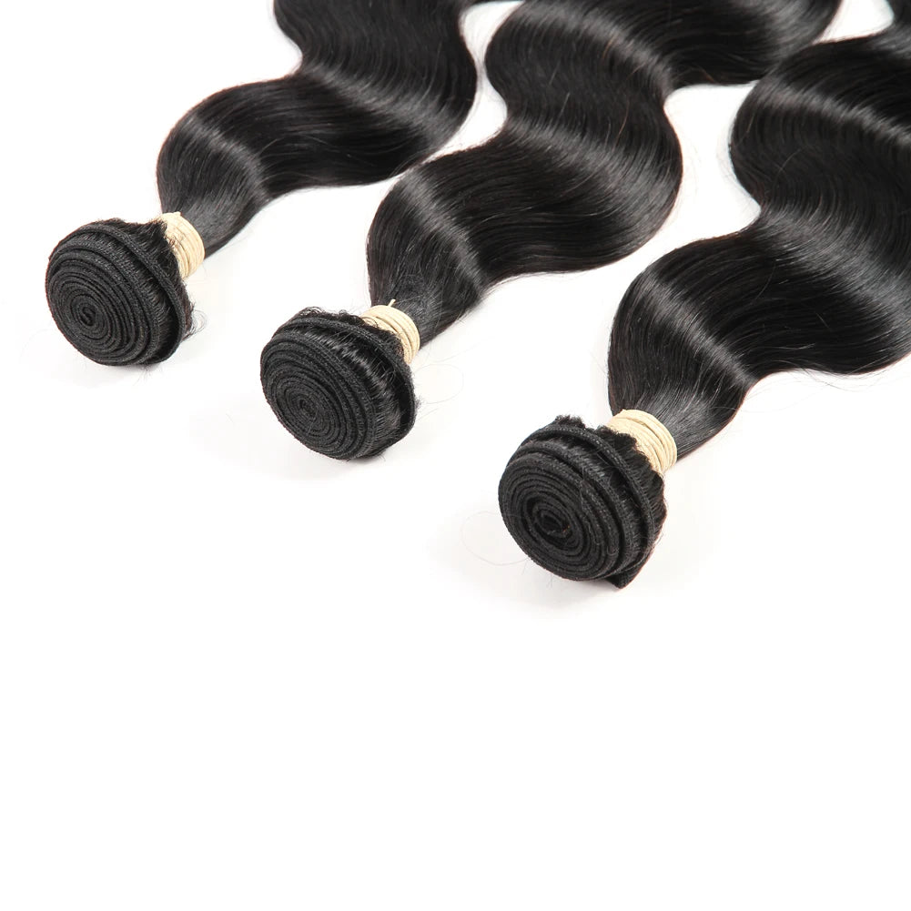 3 Bundles Brazilian Body Wave Human Hair Extension Natural Black Hair Weave Double Machine Wefted Durability 10-30Inch For Women