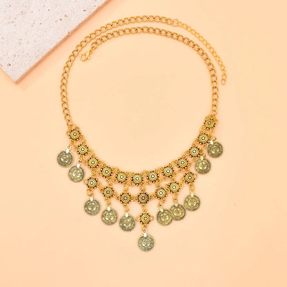 Vintage Coin Women Necklace Tassel Bohemian Ethnic Charms Chains Chokers Necklaces Statement Gypsy Turkish Necklaces Feminina
