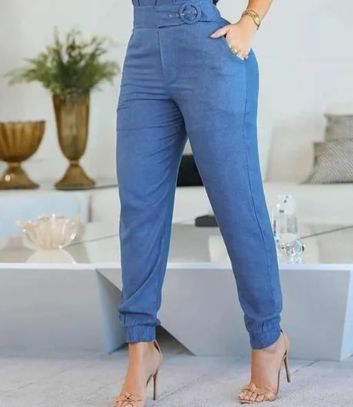 Tow Piceses Outfits for Women Summer Fashion Office Lady New Frill Hem Cami Top & Female Casual Pocket Design Pants Set