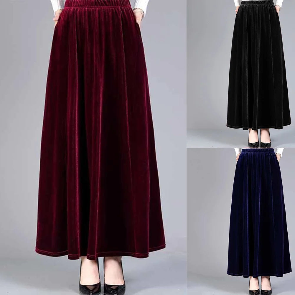Skirt For Women Casual Skirt A-line Skirt Casual Outings Black Versatile Long Velvet Skirt A-line Skirt Daily Wear