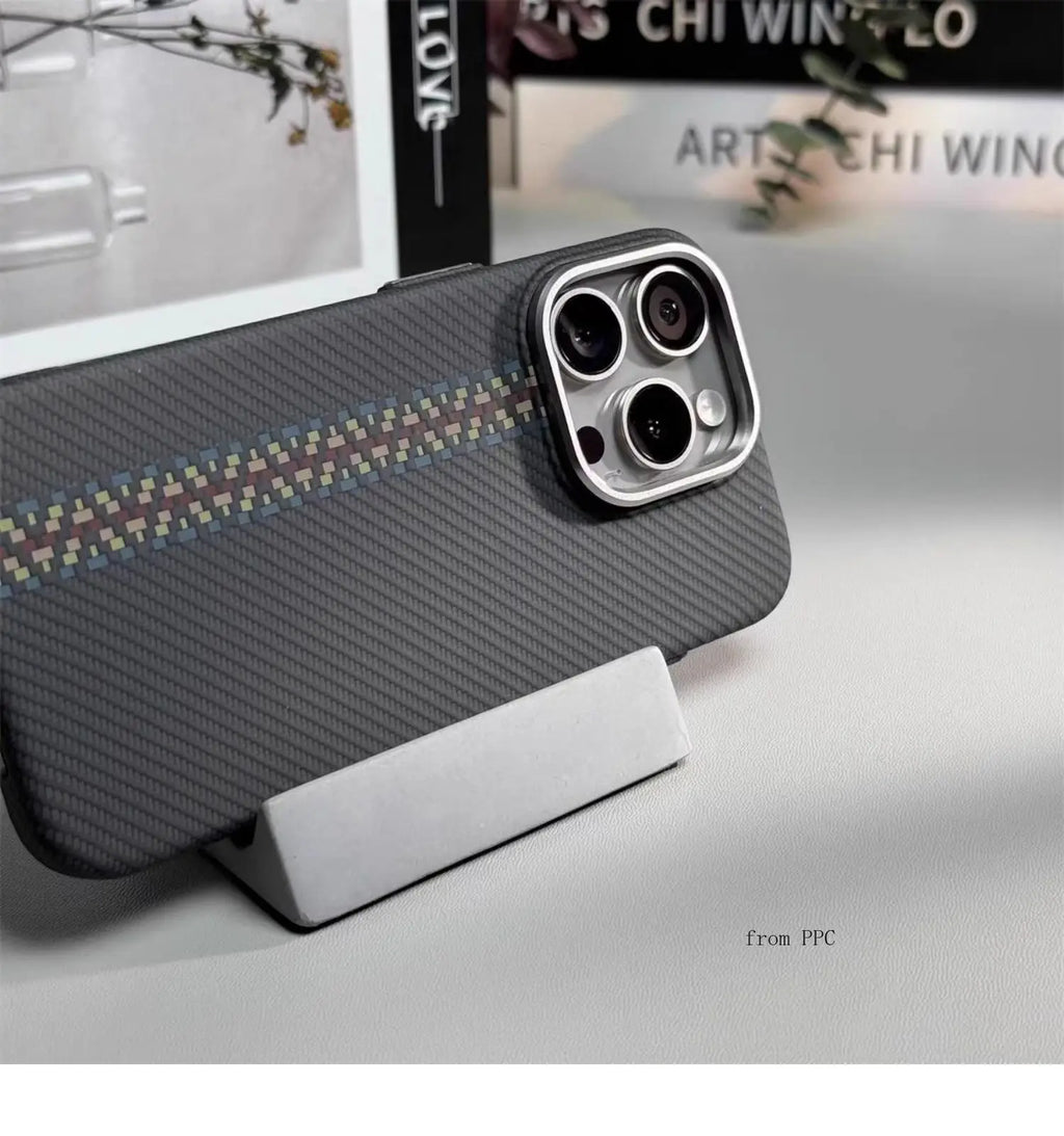 Carbon Fibre Magnetic Phone Case 16 Cover for iPhone 15 14 Pro Max Wireless Charging MagSafe Shell Alloy Camera Ring Armor Funda