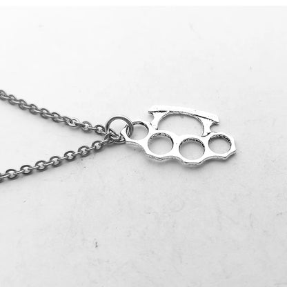 Brass Knuckles Pendant Necklace for Women Men Neck Chain Vintage Summer Gothic Goth Jewelry Trend 2022 Accessories Holiday Gifts