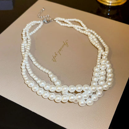 Imitaition Pearl Necklace for Women Simple Fashion Collarbone Chain White Choker Necklaces Designer Wedding Jewelry Wholesale