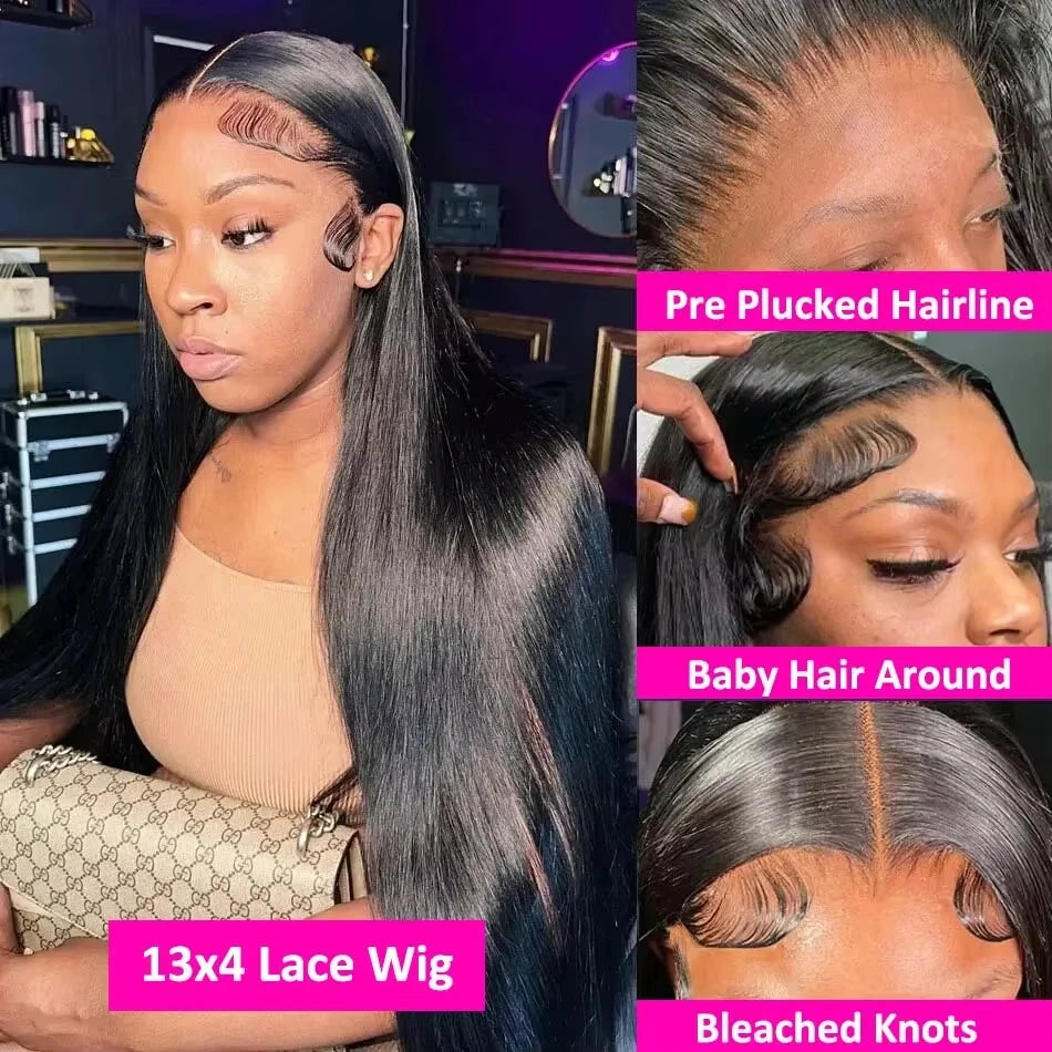250Densit 13x6 Bone Straight HD Transparent Lace Human Hair Wigs Brazilian 13x4 360 Full Lace Front Wig Human Hair Wig For Women