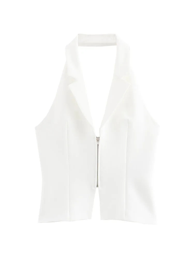 2025 Women Sexy Backless Strapless Halter Corset Tops Side Zipper Lady Slim Camis Female Solid Chic Tops