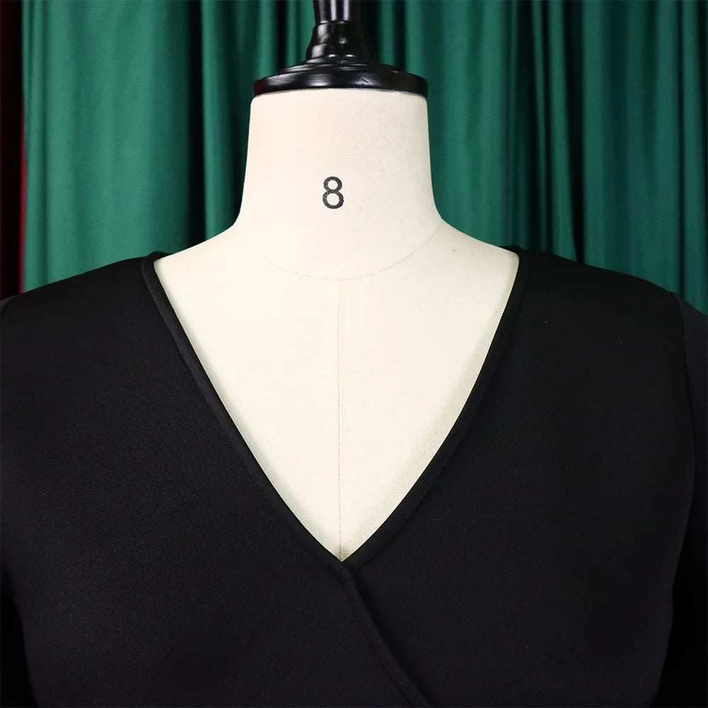 Dress Women Sexy Dresses White Round Neck Flare Sleeve Party Sheath Pleated High Waist Work Elegant Bodycon Mid Length Vestidos