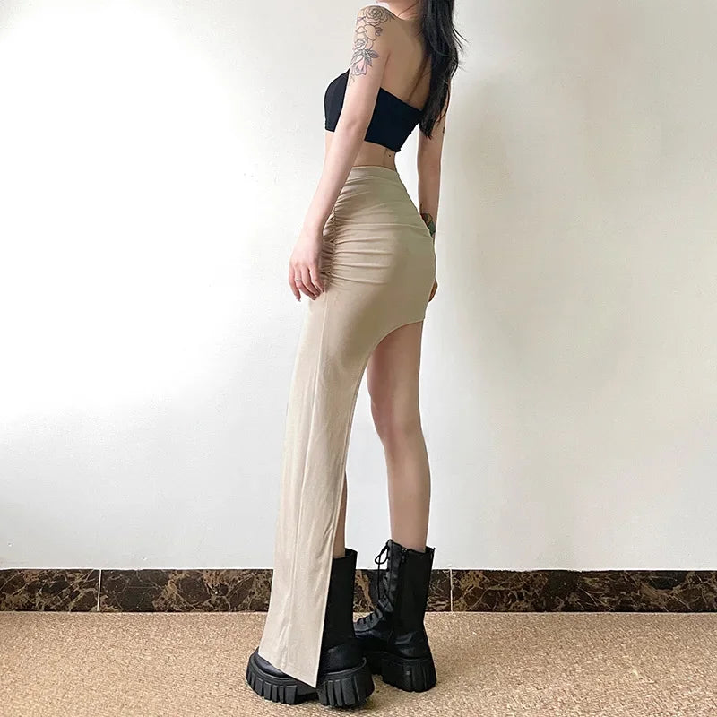 Slim Jupe Femme Été Korean Solid Color Skirts For Women Asymmetrical Y2k Clothes Fashion Clothing Sexy Mujer Conjuntos De Falda