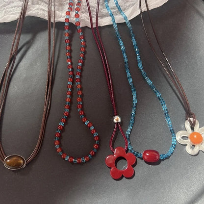 Flower Aesthetic Necklace For Women Adjustable Chain Girls Party Birthday Gift Amber Jewelry Gift Accessories Wholesale