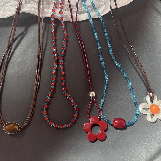 Flower Aesthetic Necklace For Women Adjustable Chain Girls Party Birthday Gift Amber Jewelry Gift Accessories Wholesale