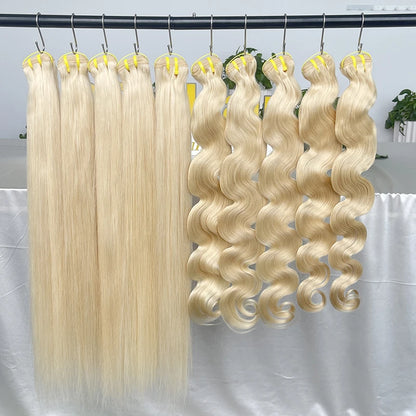 #613 Blonde Body Wave/Straight Hair Bundles Double Drawn Raw Vietnamese Hair Bundles Weave Honey Blonde 100% Human Hair Full