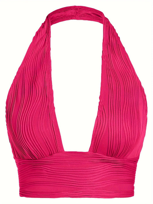 Sexy Crop Tops for Women Deep V Neck Back Cutout Sleeveless Plunge Racerback Tank Cropped Top