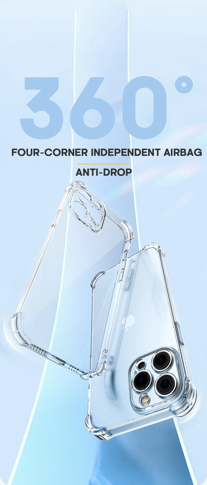 Shockproof Silicone Clear Phone Case For iPhone 13 11 12 14 Pro Max Mini Lens Protection Back Case For iPhone 15 16 PRO XS X XR