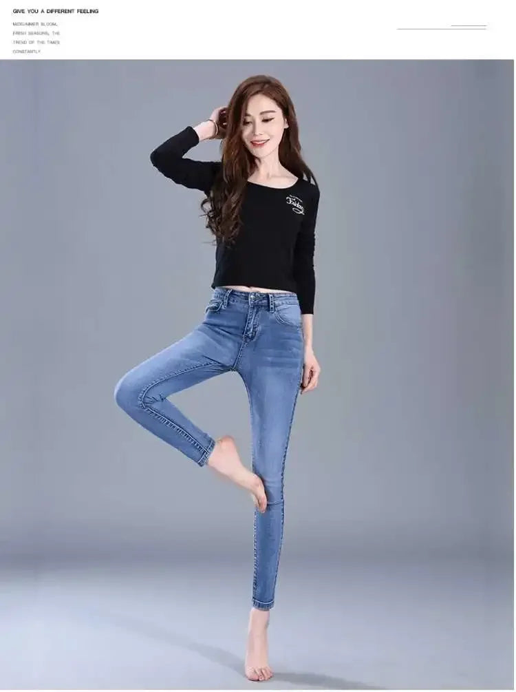 2023 New Jeans For Women Skinny High Waist Stretch Waist Feminino Pants Female denim Blue Black Trousers Pencil Jeans