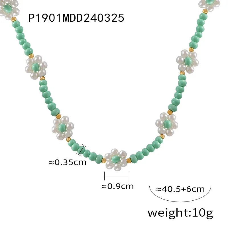 Women's Necklace Elegant Handmade Bead Color Natural Stone Woven Collarbone Chain Fashionable and Versatile Jewelry Accessories