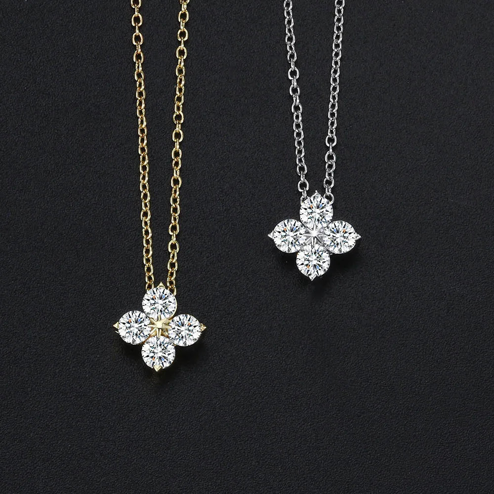 Women's Neck Chain Simple Daily Crystal Flower Pendant Necklaces Gold Color Chokers Birthday Gift For Girls Fashion Jewelry N087