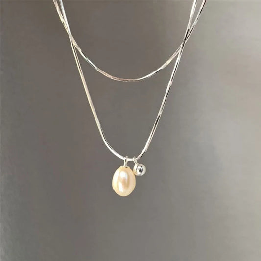 Wear Double Layer Pearl Necklace Light Luxury Niche High-end Design Sense ins Simple Collarbone Chain Female Jewelry