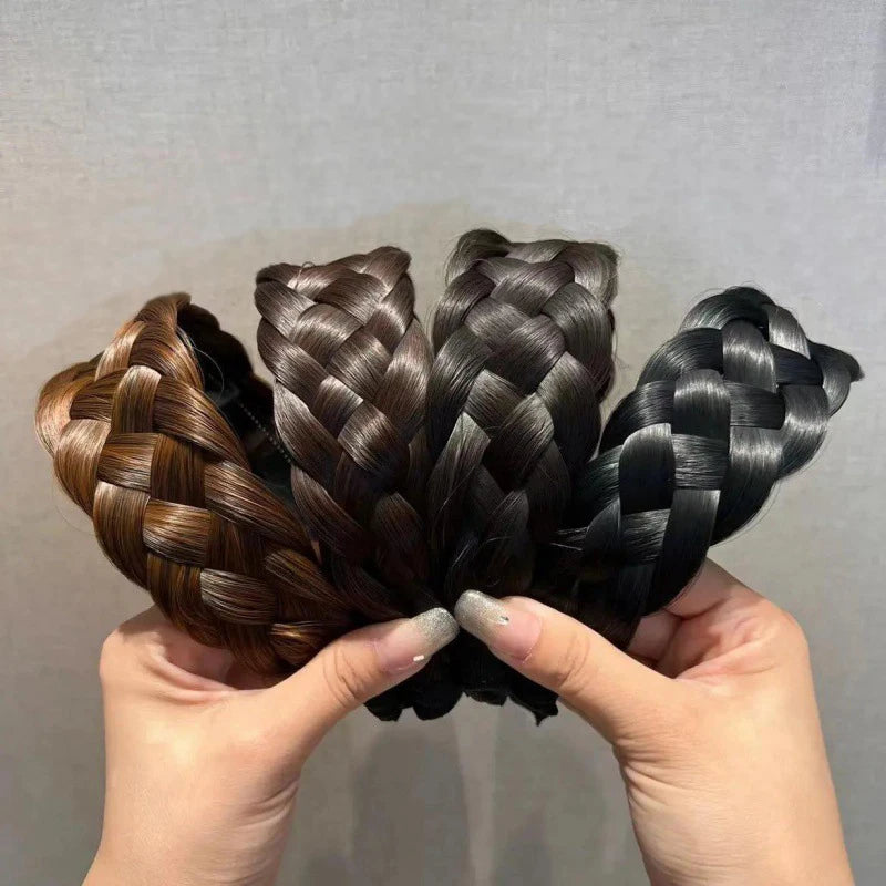Wig Braided Headbands for Women Fishbone Wide Twist Hairbands Handmade Head Hoop Hair Bands Styling Headwear Accessories Gift