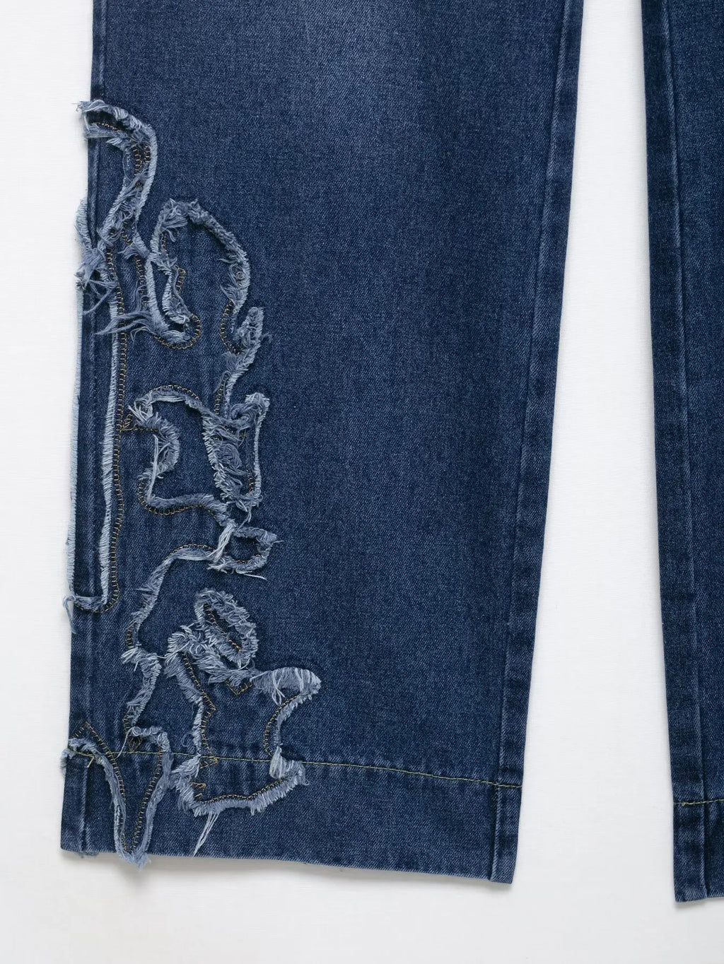 European style new women's fashion versatile temperament straight embroidered low waist jeans trousers