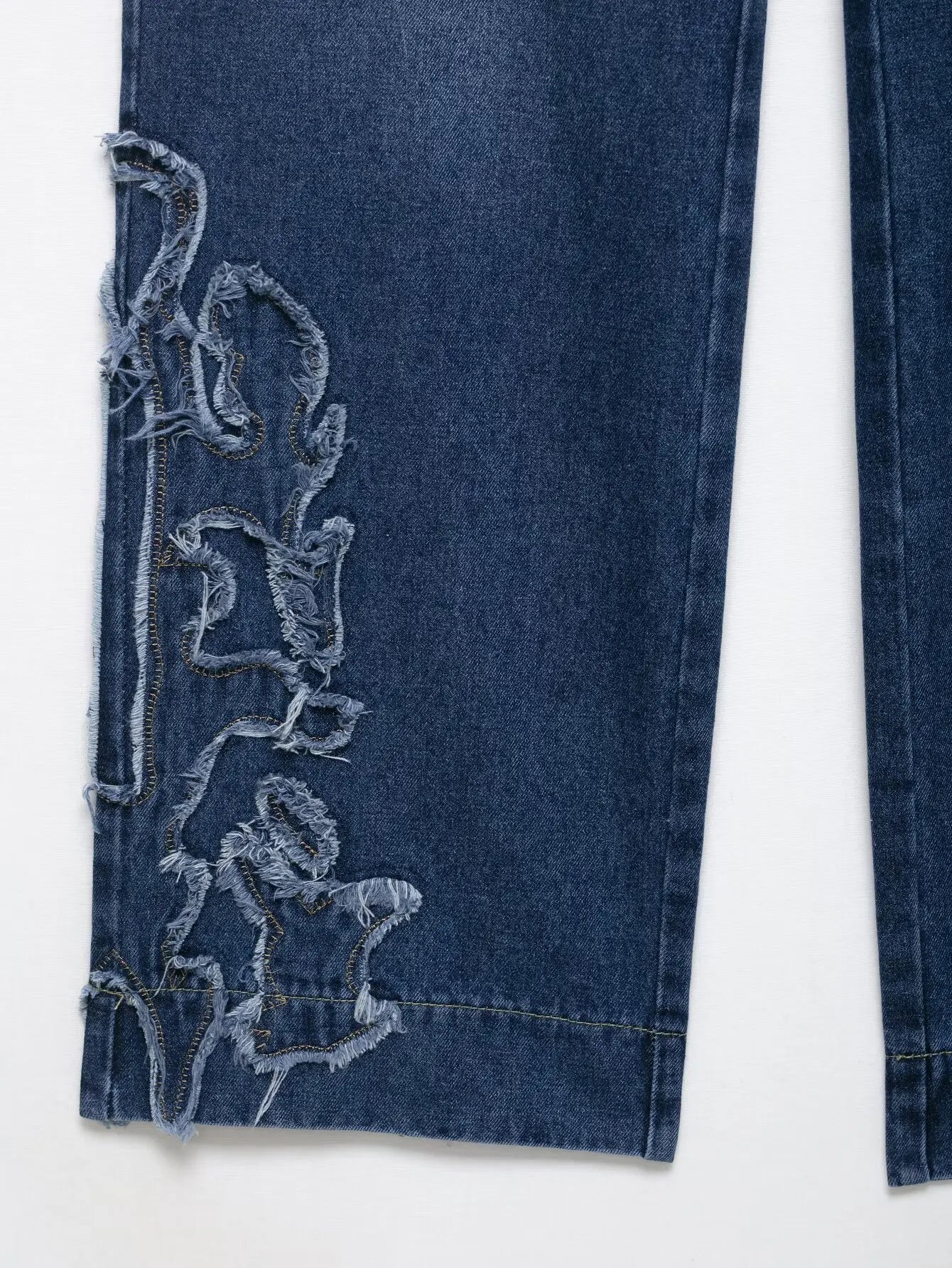 European style new women's fashion versatile temperament straight embroidered low waist jeans trousers