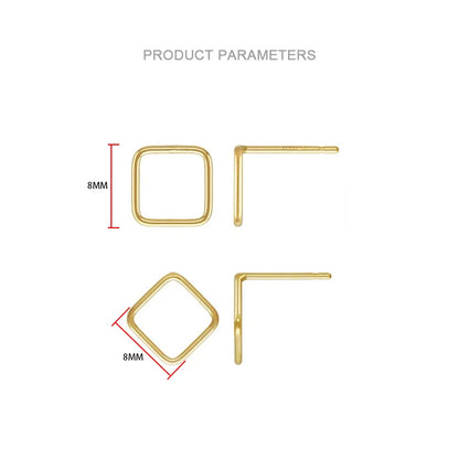 14K Gold Filled 8mm Square Earrings Minimalism Jewelry Gold Filled Stud Earrings Brincos Pendientes Oorbellen Boho Women Earring