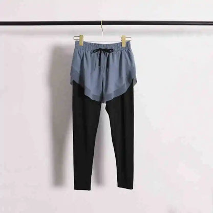 Stretch Autumn Sports Pants Women Two Pieces Fitness Yoga Pants and Shorts With Inner Phone Pocket 2 in 1 Yoga Pants