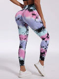 Yoga pants for women, tie dye graffiti seamless high waisted running, fitness, tight fitting leggings